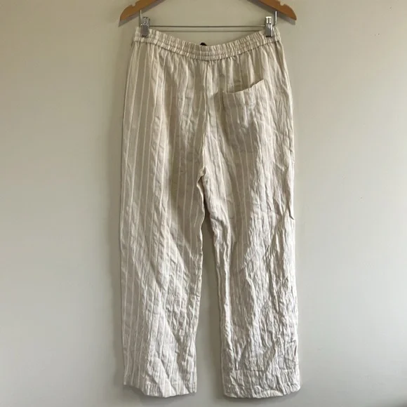Zara high waisted wide leg pull on trouser pants size Large neutral - Picture 6 of 8